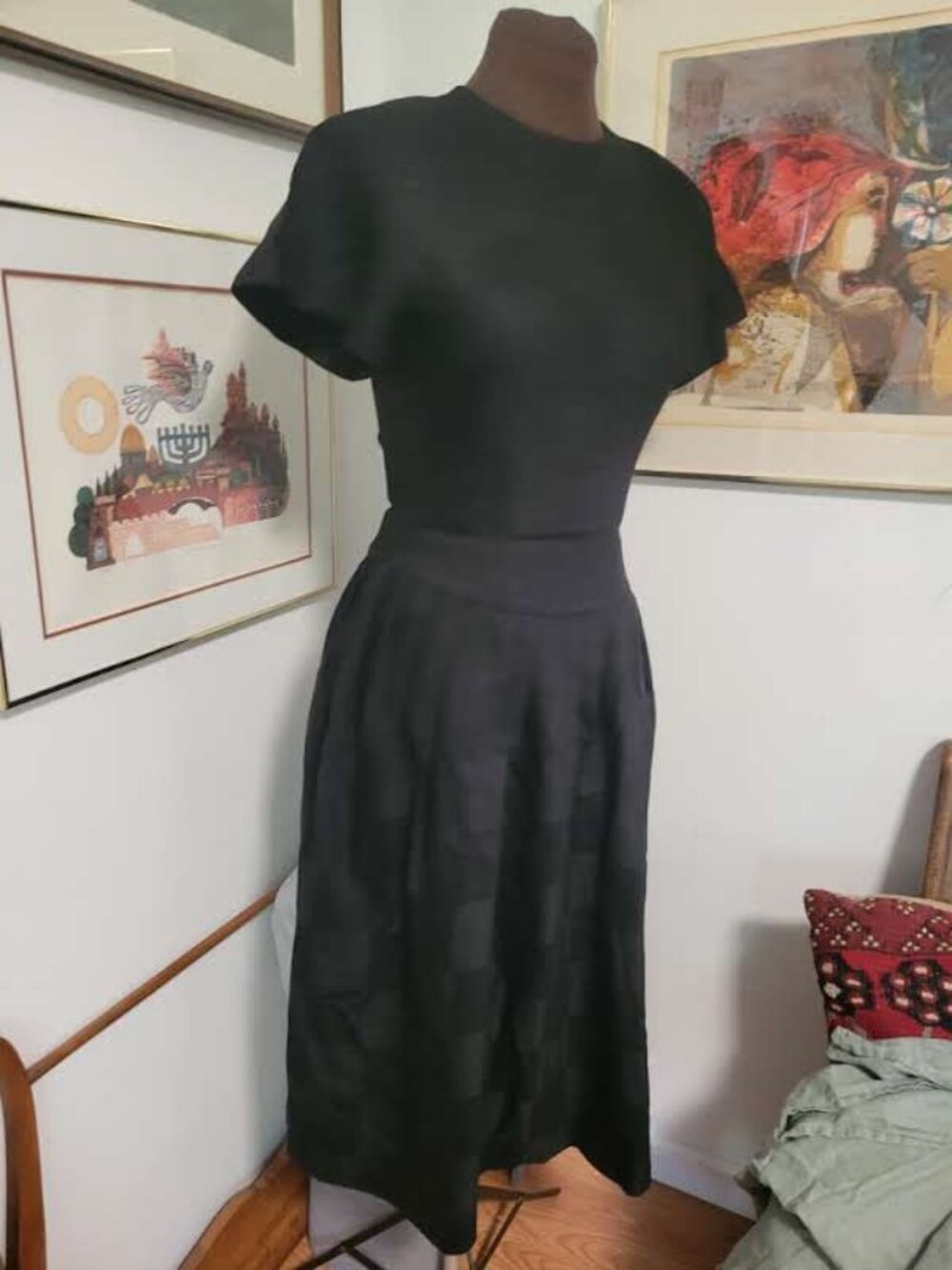 Vintage Kathryn Conover 80's Wool Dress with Bow Back